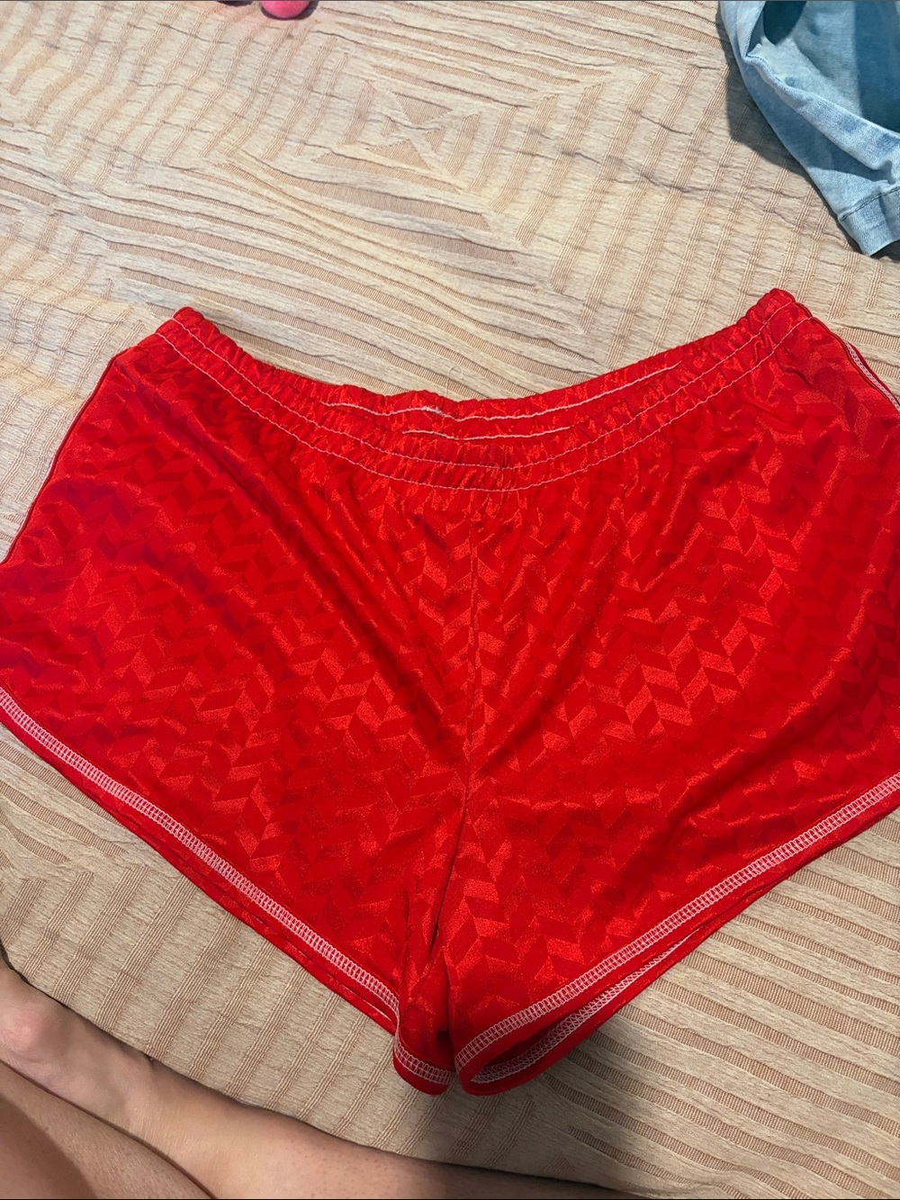 No Boundaries Red Women's Athletic Shorts with Contrast Trim